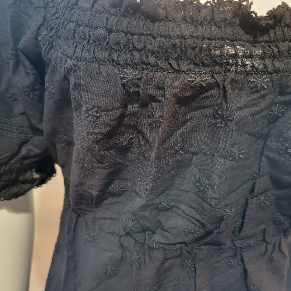 NWT Old Navy Black Floral Square Neck Ruffled Dress | Sz Medium Petite - Picture 2 of 6